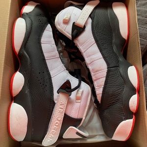 Jordan 6 Rings black white and red gym shoe 6.5 y